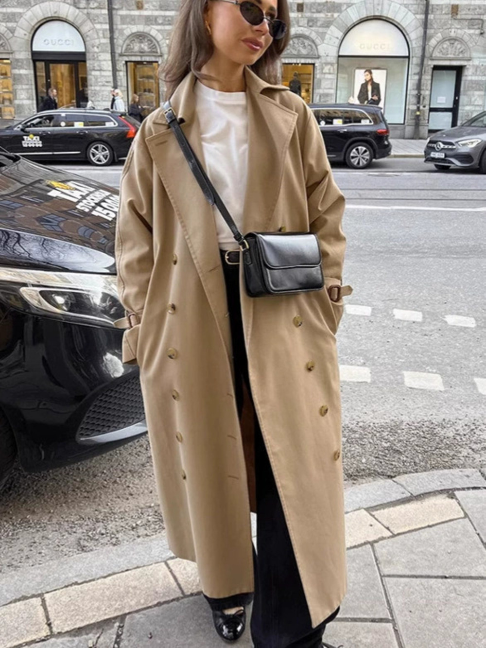 ZARA Women Long Trench Coat Loose Fit Casual Stylish Versatile Autumn Winter